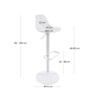 Taburete Orlando - T de piel sintética blanco y acero blanco mate 60-82 cm - Kave Home 2