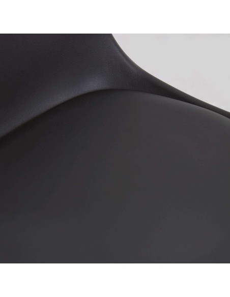 Taburete Orlando - T de piel sintética negro y acero negro mate 60-82 cm - Kave Home