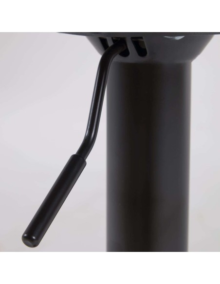 Taburete Orlando - T de piel sintética negro y acero negro mate 60-82 cm - Kave Home