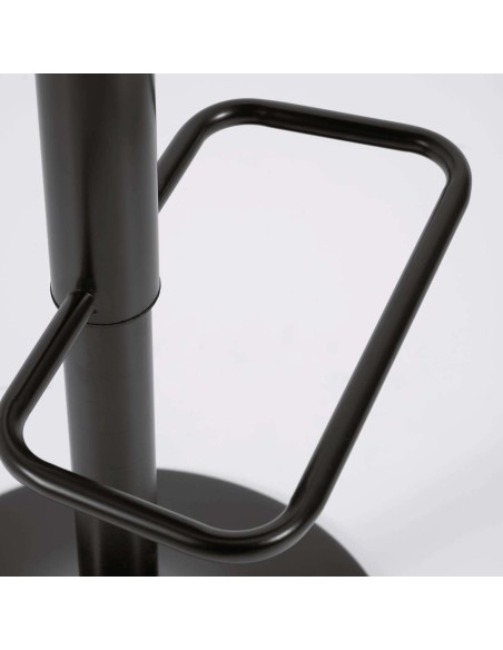 Taburete Orlando - T de piel sintética negro y acero negro mate 60-82 cm - Kave Home