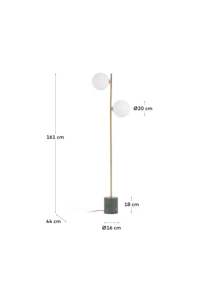 Lámpara de pie Lonela de mármol con acabado verde - Kave Home