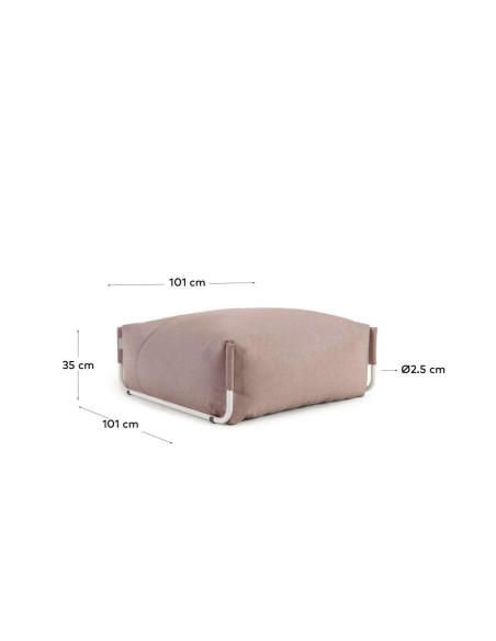 Puf sofá modular 100% para exterior Square terracota y aluminio blanco 101 x 101 cm - Kave Home