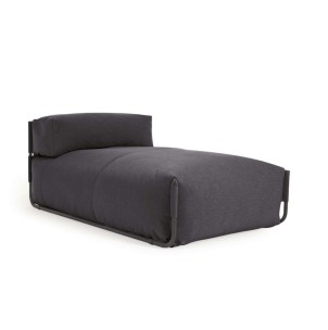 Puf sofá modular longue con respaldo exterior Square gris oscuro aluminio negro 165x101 cm - Kave Home; Vackart. S803_41_TJ02. Los mejores muebles de diseño de la marca Kave Home