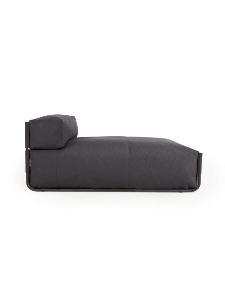 Puf sofá modular longue con respaldo exterior Square gris oscuro aluminio negro 165x101 cm - Kave Home