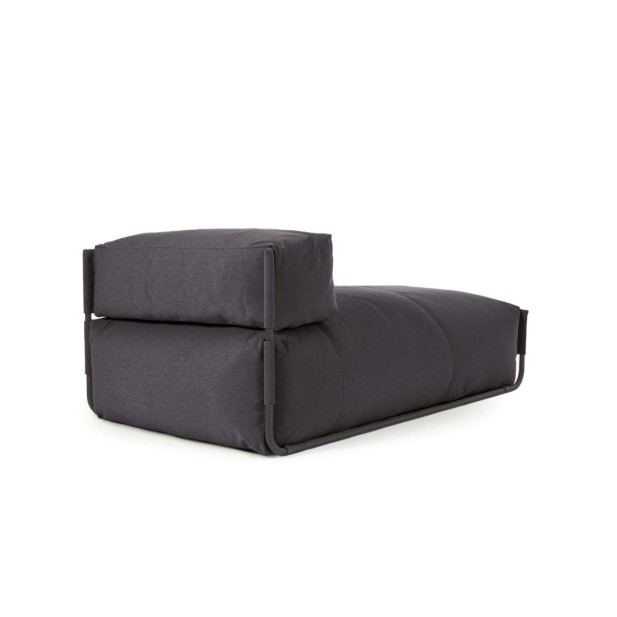 Puf sofá modular longue con respaldo exterior Square gris oscuro aluminio negro 165x101 cm - Kave Home