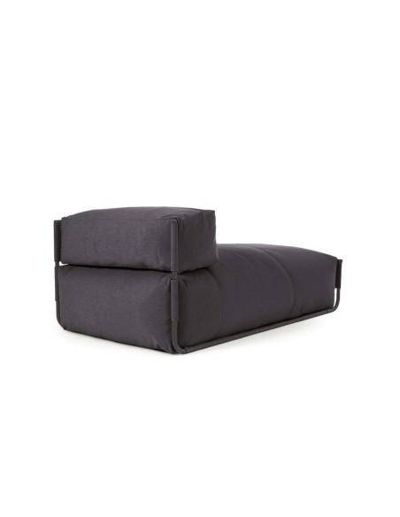 Puf sofá modular longue con respaldo exterior Square gris oscuro aluminio negro 165x101 cm - Kave Home