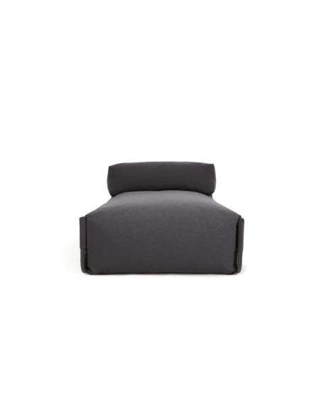 Puf sofá modular longue con respaldo exterior Square gris oscuro aluminio negro 165x101 cm - Kave Home