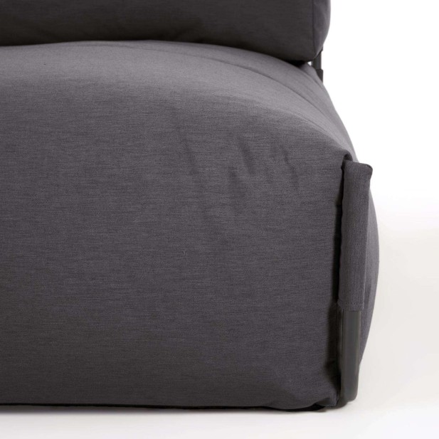 Puf sofá modular longue con respaldo exterior Square gris oscuro aluminio negro 165x101 cm - Kave Home