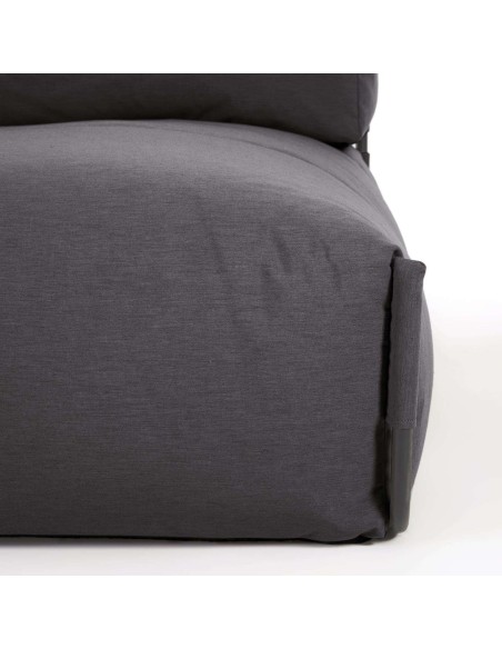 Puf sofá modular longue con respaldo exterior Square gris oscuro aluminio negro 165x101 cm - Kave Home