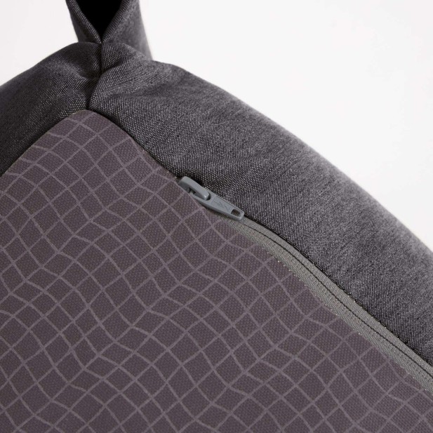 Puf sofá modular longue con respaldo exterior Square gris oscuro aluminio negro 165x101 cm - Kave Home