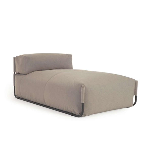 Puf sofá modular longue con respaldo exterior Square verde y aluminio negro 165 x 101 cm  - Kave Home