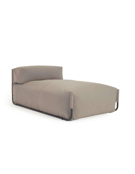 Puf sofá modular longue con respaldo exterior Square verde y aluminio negro 165 x 101 cm - Kave Home