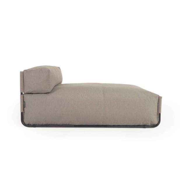 Puf sofá modular longue con respaldo exterior Square verde y aluminio negro 165 x 101 cm  - Kave Home