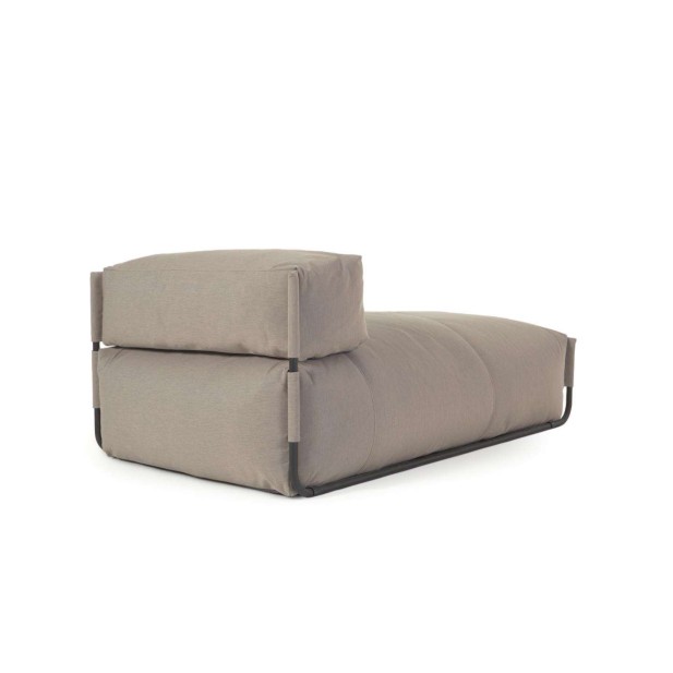 Puf sofá modular longue con respaldo exterior Square verde y aluminio negro 165 x 101 cm  - Kave Home