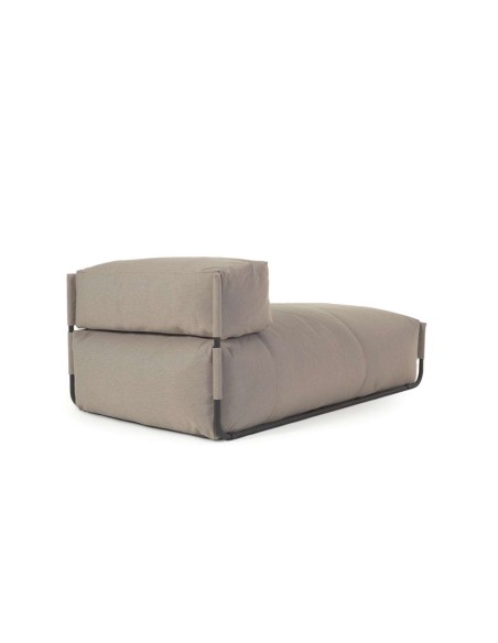 Puf sofá modular longue con respaldo exterior Square verde y aluminio negro 165 x 101 cm - Kave Home