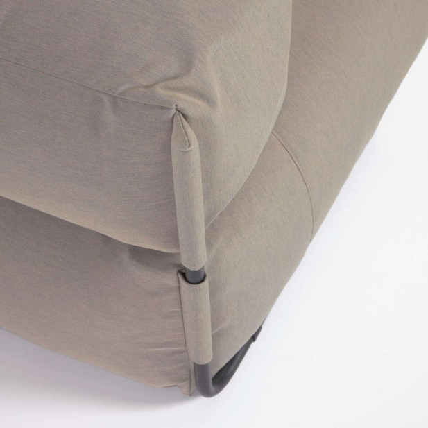 Puf sofá modular longue con respaldo exterior Square verde y aluminio negro 165 x 101 cm  - Kave Home