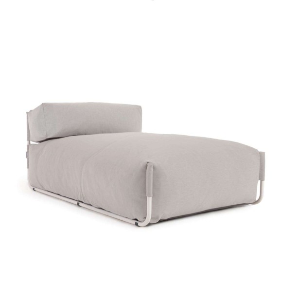 Puf sofá modular longue con respaldo exterior Square gris claro aluminio blanco 165x101 cm - Kave Home