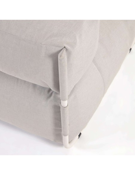 Puf sofá modular longue con respaldo exterior Square gris claro aluminio blanco 165x101 cm - Kave Home