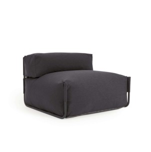 Puf sofá modular con respaldo 100% exterior Square gris oscuro y aluminio negro 101x101 cm - Kave Home; Vackart. S803_11_TJ02. Los mejores muebles de diseño de la marca Kave Home