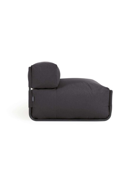 Puf sofá modular con respaldo 100% exterior Square gris oscuro y aluminio negro 101x101 cm - Kave Home