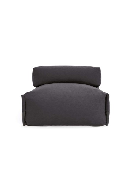 Puf sofá modular con respaldo 100% exterior Square gris oscuro y aluminio negro 101x101 cm - Kave Home