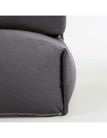 Puf sofá modular con respaldo 100% exterior Square gris oscuro y aluminio negro 101x101 cm - Kave Home