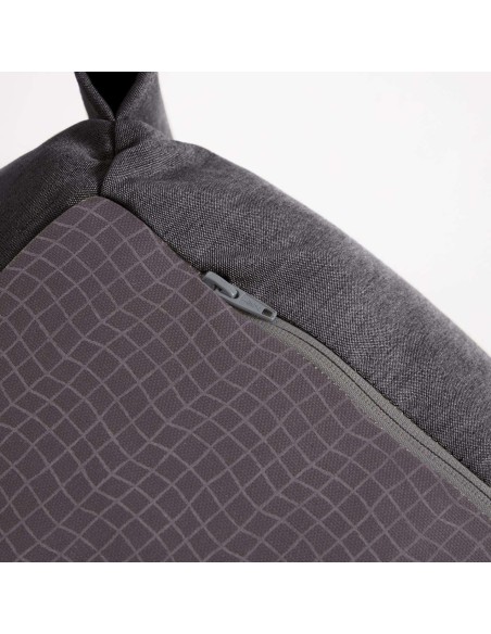 Puf sofá modular con respaldo 100% exterior Square gris oscuro y aluminio negro 101x101 cm - Kave Home