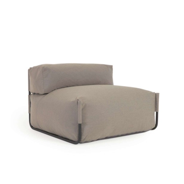 Puf sofá modular con respaldo 100% exterior Square verde y aluminio negro 101 x 101 cm - Kave Home