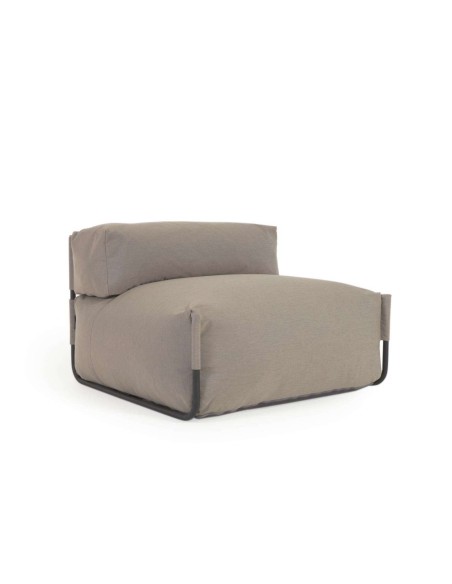 Puf sofá modular con respaldo 100% exterior Square verde y aluminio negro 101 x 101 cm - Kave Home