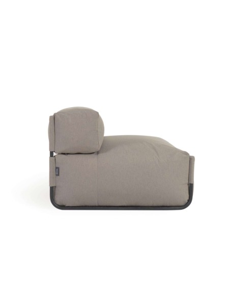 Puf sofá modular con respaldo 100% exterior Square verde y aluminio negro 101 x 101 cm - Kave Home