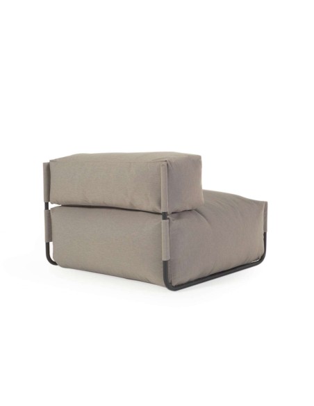 Puf sofá modular con respaldo 100% exterior Square verde y aluminio negro 101 x 101 cm - Kave Home