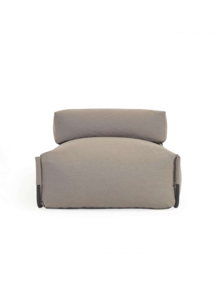 Puf sofá modular con respaldo 100% exterior Square verde y aluminio negro 101 x 101 cm - Kave Home