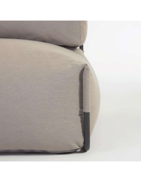 Puf sofá modular con respaldo 100% exterior Square verde y aluminio negro 101 x 101 cm - Kave Home