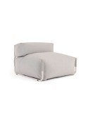 Puf sofá modular con respaldo 100% exterior Square gris claro y aluminio blanco 101x101 cm - Kave Home