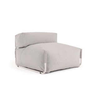 Puf sofá modular con respaldo 100% exterior Square gris claro y aluminio blanco 101x101 cm - Kave Home; Vackart. S803_10_RS03. Los mejores muebles de diseño 