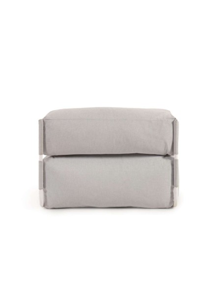 Puf sofá modular con respaldo 100% exterior Square gris claro y aluminio blanco 101x101 cm - Kave Home