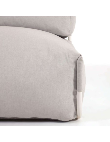 Puf sofá modular con respaldo 100% exterior Square gris claro y aluminio blanco 101x101 cm - Kave Home