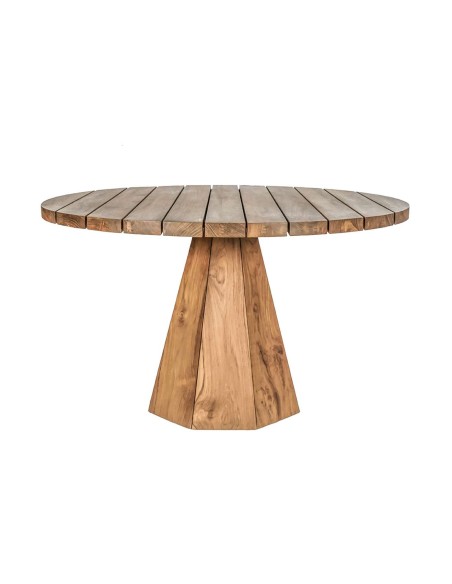 Mesa Exterior JATI WL Ø130 cm, Teca Reciclada - Dareels. Vackart