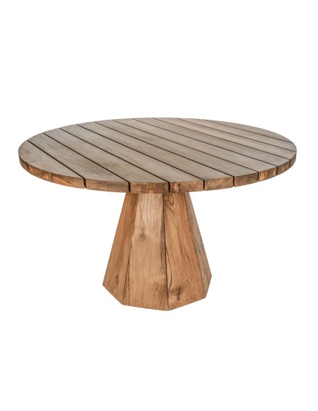 Mesa Exterior JATI WL Ø130 cm, Teca Reciclada - Dareels. Vackart