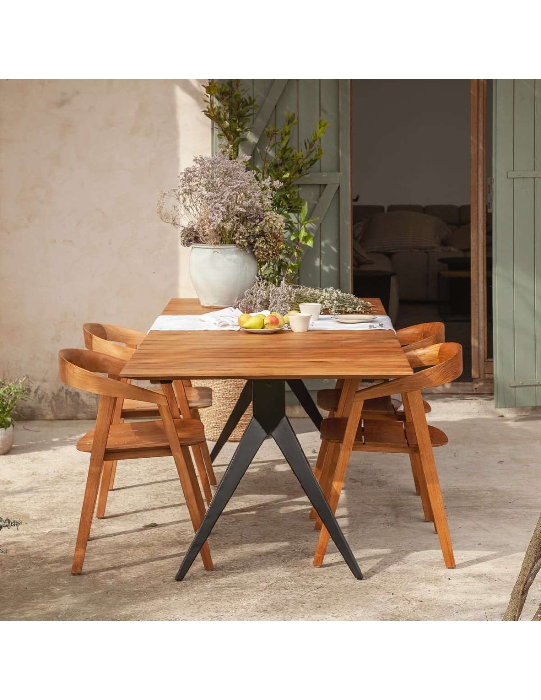 Mesa de comedor Tarragona 200×100 Madera Teca borde rústico