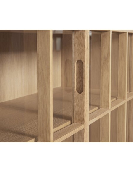 Vitrina SHOJI 90x100 cm, Roble Natural / Cristal - Hübsch. Vackart