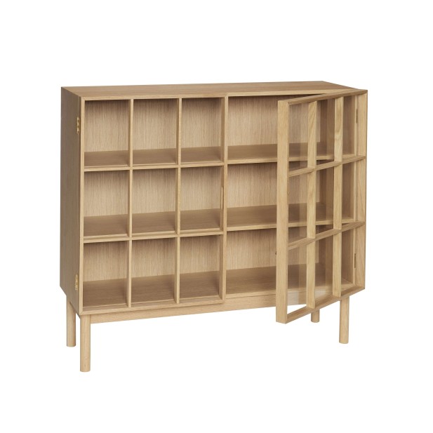 Vitrina SHOJI 90x100 cm, Roble Natural / Cristal - Hübsch. Vackart