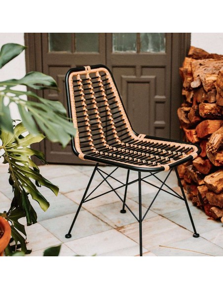 Silla GINO negro ratán sintético, estilo nórdico