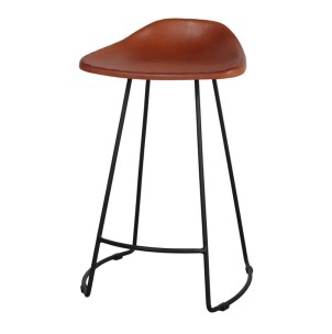 Taburete SUSSEX 65 cm, estilo industrial, con acabado en negro y asiento tapizado en piel. Ilumina tu hogar con estilo Vackart