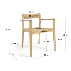 Silla de exterior Victoire, teca - Kave Home, Vackart CC6125M47 2