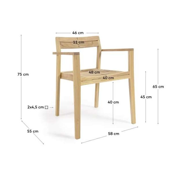 Silla de exterior Victoire, teca - Kave Home, Vackart CC6125M47