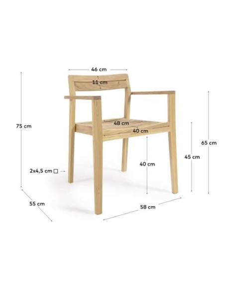 Silla de exterior Victoire, teca - Kave Home, Vackart CC6125M47