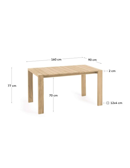 Mesa de exterior VICTOIRE 160 x 90 cm madera de teca - Kave Home