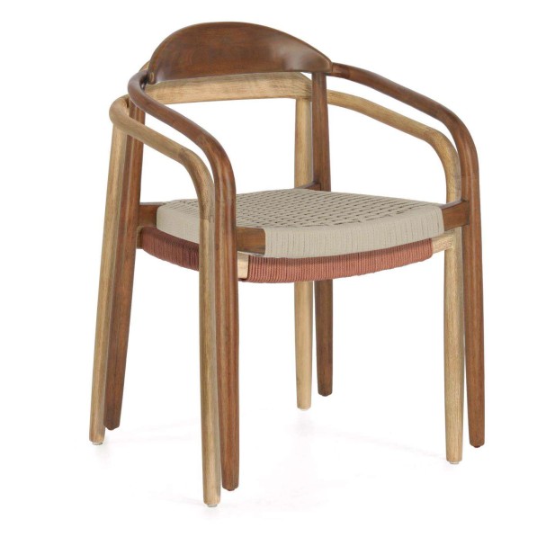 Silla NINA, Acacia Nogal / Cuerda Beige - Kave Home