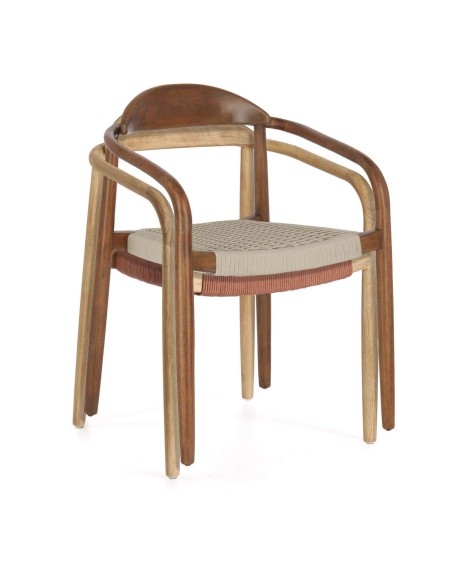 Silla NINA, Acacia Nogal / Cuerda Beige - Kave Home
